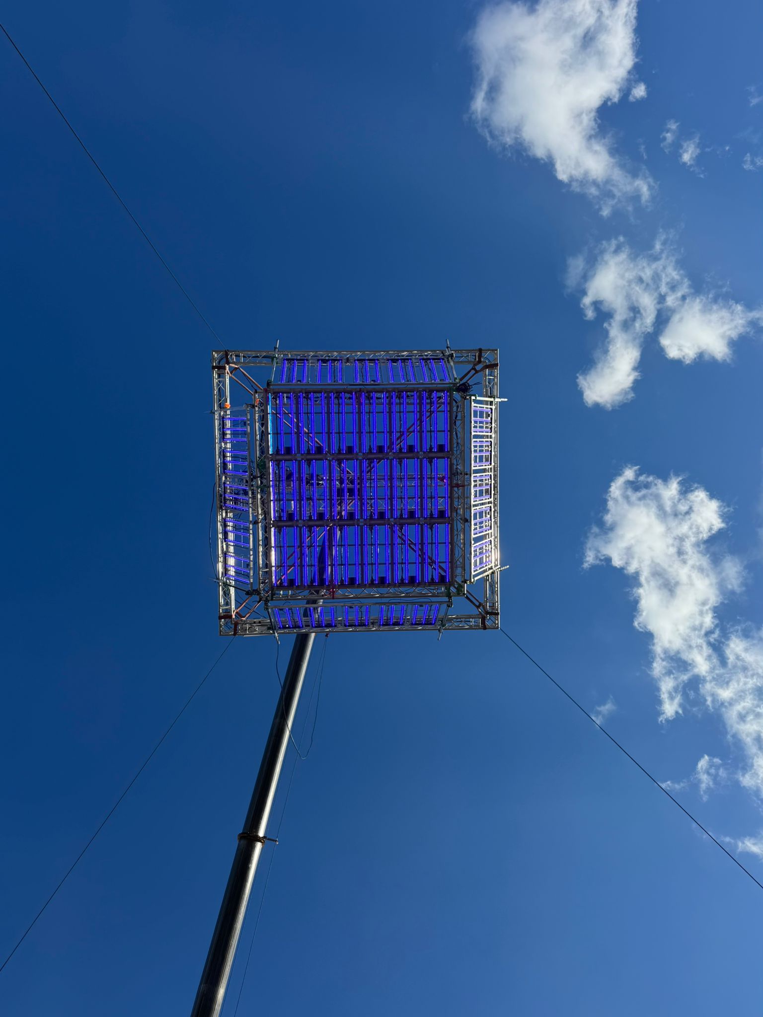 Flat Light panel array on pole — worm's eye view