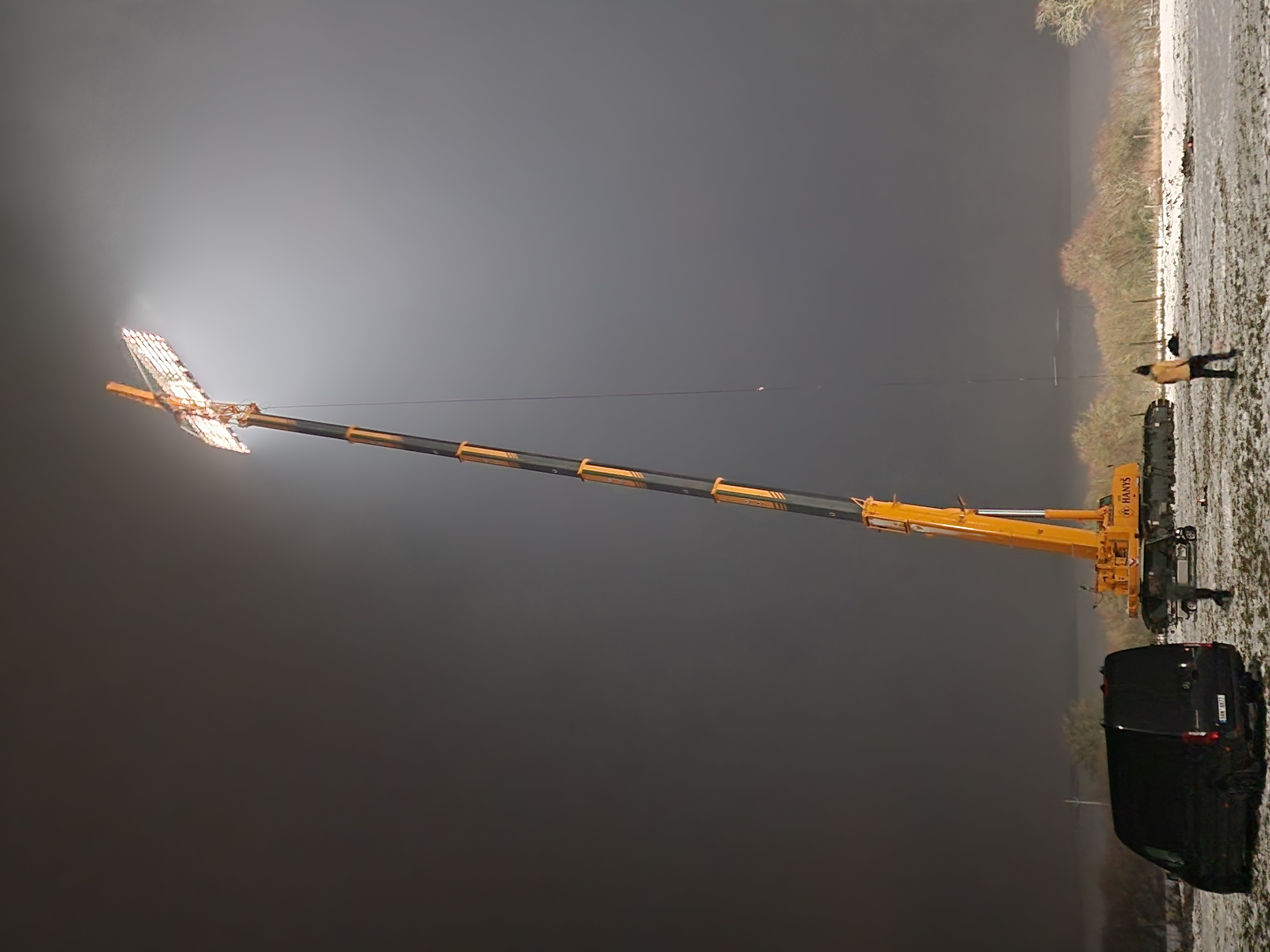 Flat Light mounted on crane outdoors